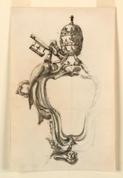 Zeichnung, Ein päpstliches Wappen, 1740–70