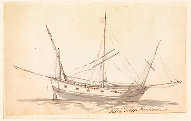 Zeichnung, Ein Segelschiff, ca. 1780
