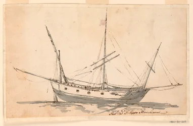 Zeichnung, Ein Segelschiff, ca. 1780