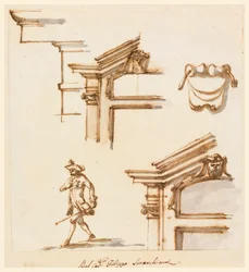 Architektonische Details und Figurenstudie