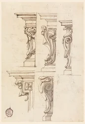 Fünf Eckmotive, ca. 1750