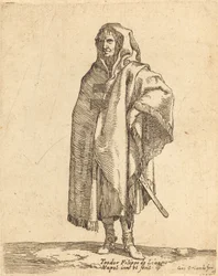 Stehender Soldat in einem langen Mantel