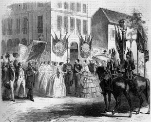 Reise von Napoleon III. (1808-1873) und Eugenie de Montijo (1826-1920) nach Rouen