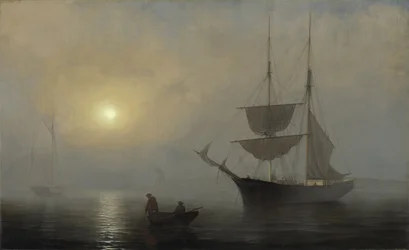 Schiff im Nebel, Hafen von Gloucester