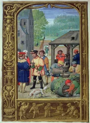 Oktober: Weinlese, aus einem Stundenbuch oder dem Golfbuch, ca. 1520-30
