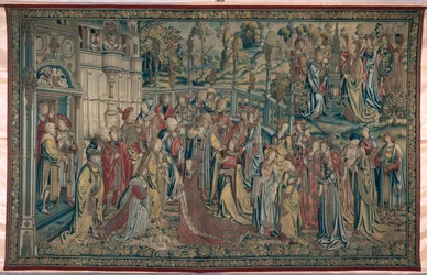 Bathseba wird in den Palast gerufen, Wandteppich von David und Bathseba, ca. 1510-15