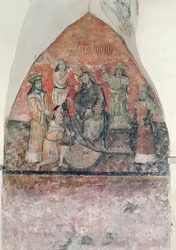 Christus wird mit der Dornenkrone gekrönt, Wandgemälde in der Krypta, ca. 1480-1540