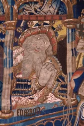 Flämischer Wandteppich. Der Durchzug durch das Rote Meer. Ca 1490. Detail.