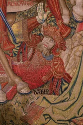 Flämischer Wandteppich. Serie Moralitäten: Die Tugend der Ehren. Ca. 1520. (Detail)