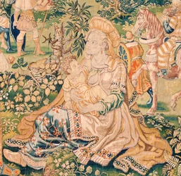 Flandrischer Wandteppich. Serie Das Buch Judith. Judith vor Holofernes. Fünfter Wandteppich in der Serie. Herstellung: Niederlande, Brüssel(?). Zweite Hälfte des 16. Jahrhunderts.