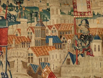 Serie Eroberungen von König Alfons I. von Portugal (Conquistas de Alfonso V de Portugal). Eroberung von Tanger (Toma de Tánger, De inname van Tanger). Tournai. Wolle und Seide.
