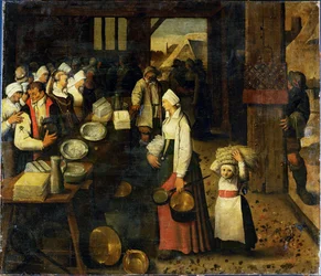 Umgebung von Pieter Brueghel III: Ein Ehepaar erhält Geschenke