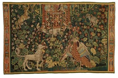 Wandteppich, Park au Cerfs Fragment, hergestellt ca. 1500-25