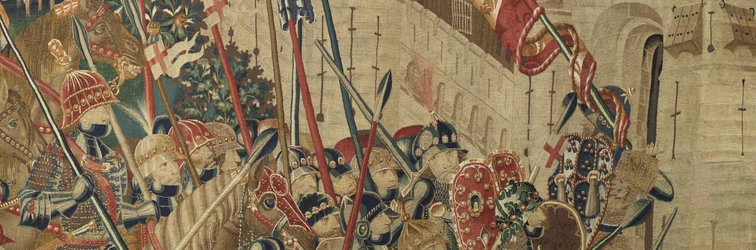Wandteppich, der die Eroberungen von König Alfons V. von Portugal zeigt (Detail)