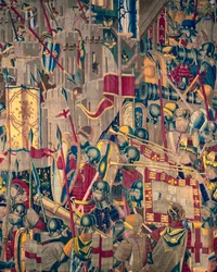 Wandteppich zeigt die Eroberungen von König Alfons V. von Portugal, Tournai (Detail)