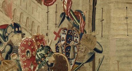 Wandteppich, der die Eroberungen von König Alfons V. von Portugal zeigt, Tournai (Detail)