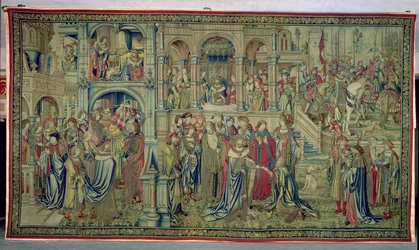 Der Tod des Kindes und der König wird zum Sieg versprochen, Wandteppich von David und Bathseba, ca. 1510-15