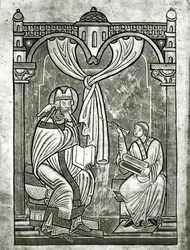 Die Ekstase des Hl. Gregor (ca. 540-604), durch den Diakon Peter durch einen Vorhang erblickt, der von seinem Stilett durchbohrt wurde
