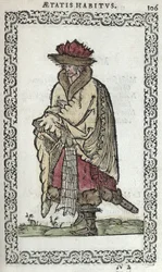 Der Moskauer, Illustration aus Omnium fere gentium nostraeque aetatis Nationum Habitus et Effigies von J. Sluperji, veröffentlicht in Antwerpen 1572