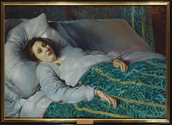 Junge Frau auf ihrem Sterbebett