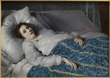 Junge Frau auf ihrem Sterbebett
