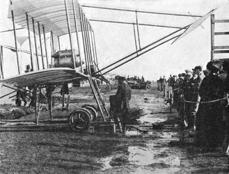 Henri Farman und sein 50 PS Gnome-Doppeldecker, Blackpool Aviation Meeting, Lancashire, 1909-1933