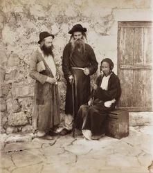 Porträt von drei jüdischen Männern in Jerusalem