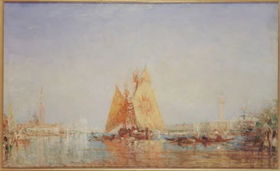 Venedig, Trabaccolo mit gelbem Segel, zwischen 1870 und 1890