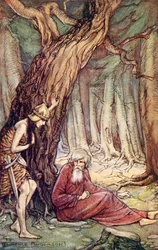 Boadicea und der Druide, aus dem Gedicht Boadicea von William Cowper, aus Lesungen aus historischen Romanzen, veröffentlicht 1914
