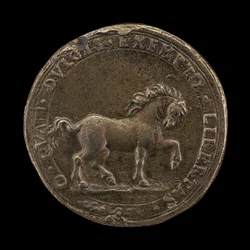Pferd, das die Erde scharrt, ca. 1545 (gegossenes unedles Silber) (Rückseite von 6240388)