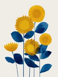 Blaue und gelbe Sonnenblumen