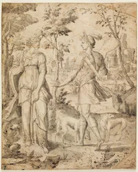Esau trifft Rebekka nach der Jagd mit leeren Händen