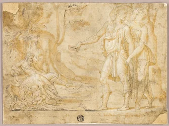 Faustulus und Merentia entdecken Romulus und Remus
