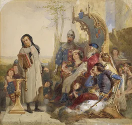 Chaucer am Hof von Edward III - Aquarellversion