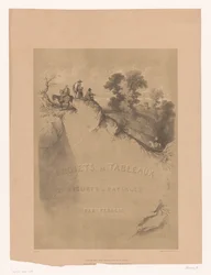 Titelblatt mit Felslandschaft und Reisenden entlang einer Schlucht
