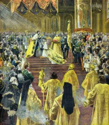 Zeremonie der Krönung von Zar Nikolaus II. im Mai 1896