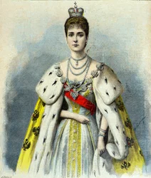 Porträt von Alexandra Fjodorowna im Krönungsgewand