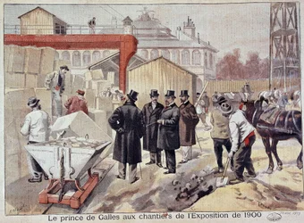 Der Prinz von Wales (Edward VII.) besucht die Baustellen der zukünftigen Weltausstellung