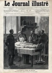 Die Autopsie von Baron Jacques de Reinach (1840-1892) im Jahr 1892 - Gravur von Meaulle in „Le journal illustré“ von 1892