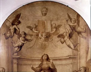 Das Große Ratsaltarbild (Detail musizierende Engel, die ein Buch hochhalten)