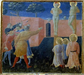 Kreuzigung und Steinigung des Heiligen Cosmas