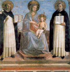 Jungfrau und Kind mit St. Antonius von Padua und St. Thomas von Aquin, frühes 15. Jahrhundert
