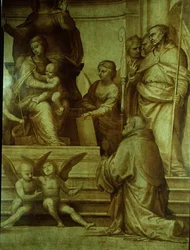 Das große Ratsaltarbild, Detail (Heilige auf der linken Seite der Jungfrau), 1510