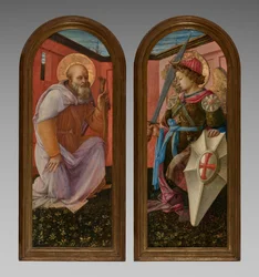 Paar von Tafeln aus einem Triptychon: Der Erzengel Michael und St. Antonius Abt