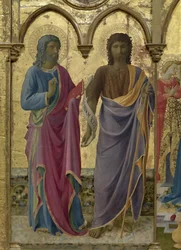 Heilige Johannes der Täufer und Johannes der Evangelist. Cortona-Polyptychon, ca. 1437