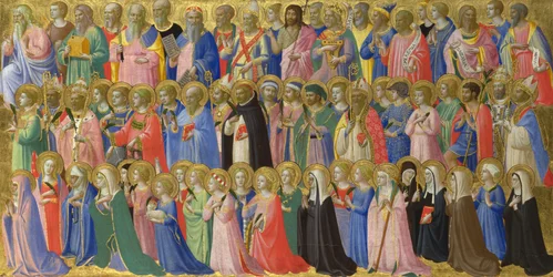 Die Vorläufer Christi mit Heiligen und Märtyrern, Tafel vom Fiesole San Domenico Altarbild, ca. 1423-1424