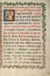 Initiale T: Ein Priester feiert Messe