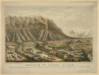 Vorbereitungen für die Schlacht von Buena Vista, auch bekannt als die Schlacht von Angostura, zwischen General Zachary Taylor und General Antonio Lopez de Santa Anna