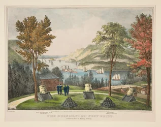 Der Hudson, von West Point. Gelände der U.S. Militärakademie