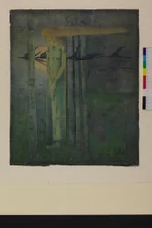 "Unglücksomen", oder, "Mädchen im Ostwind mit vorbeiziehenden Raben vor dem Mond", 1893